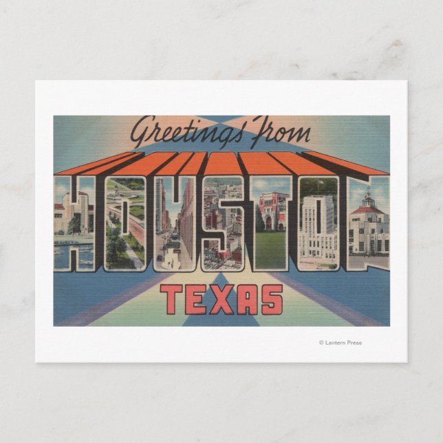 Houston, Texas - Large Brev Scenes Vykort (Framsida)