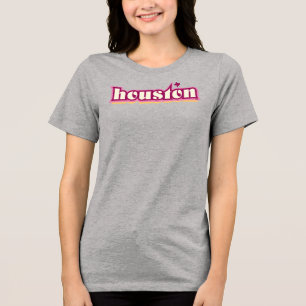 Houston Texas, maron, rosa, gult T Shirt
