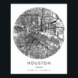 Houston Texas Minimal Modern Circle Street Karta Poster<br><div class="desc">Houston Texas Minimal Modern Circle Street Karta</div>