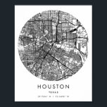 Houston Texas Minimal Modern Circle Street Karta Poster<br><div class="desc">Houston Texas Minimal Modern Circle Street Karta</div>