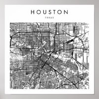 Houston Texas Minimal Modern Street Karta