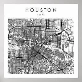 Houston Texas Minimal Modern Street Karta Poster