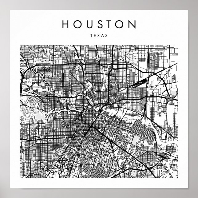 Houston Texas Minimal Modern Street Karta Poster (Framsidan)
