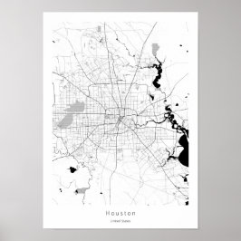 Houston Texas Modern Minimal City Karta Poster