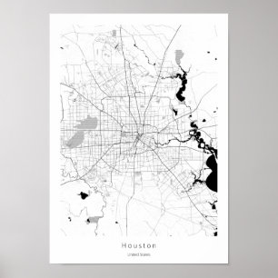 Houston Texas Modern Minimal City Karta Poster