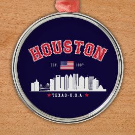 Houston Texas Modern Skyline Design Julgransprydnad Metall