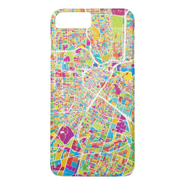 Houston, Texas | Neon Karta Case-Mate iPhone Skal (Baksida)
