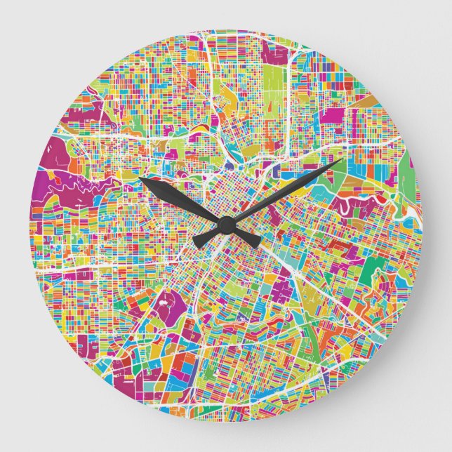 Houston Texas | neonkarta Stor Klocka (Framsida)