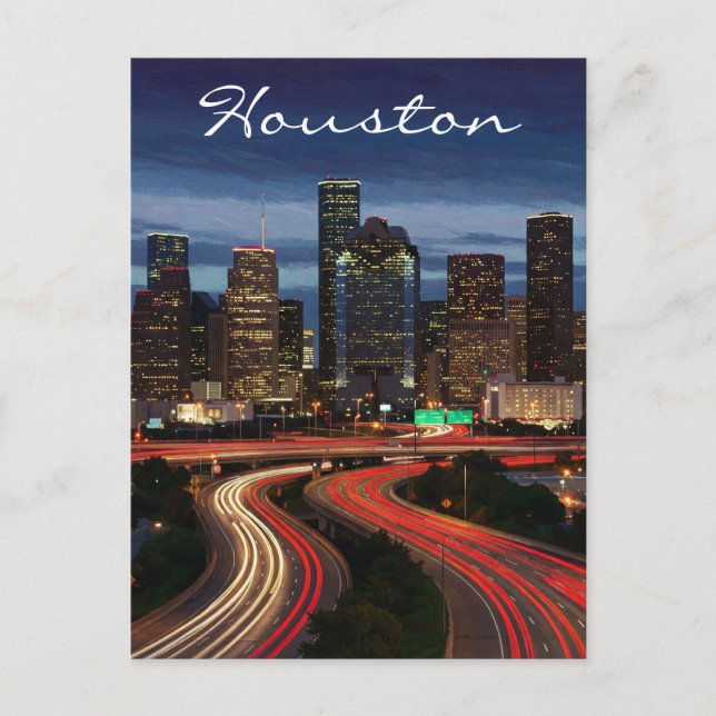 Houston Texas Night Postcard Vykort (Framsida)