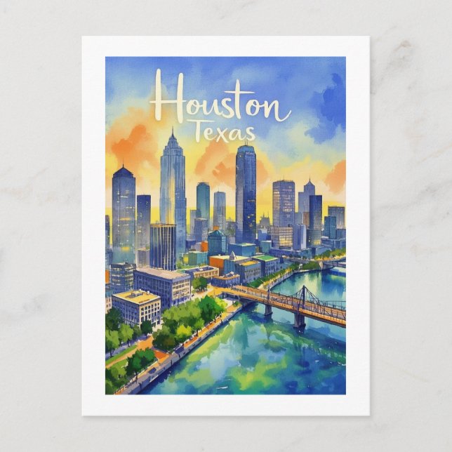 Houston Texas Postcard Vykort (Framsida)