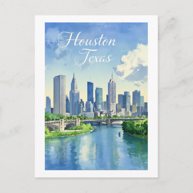 Houston Texas Postcard Vykort (Framsida)