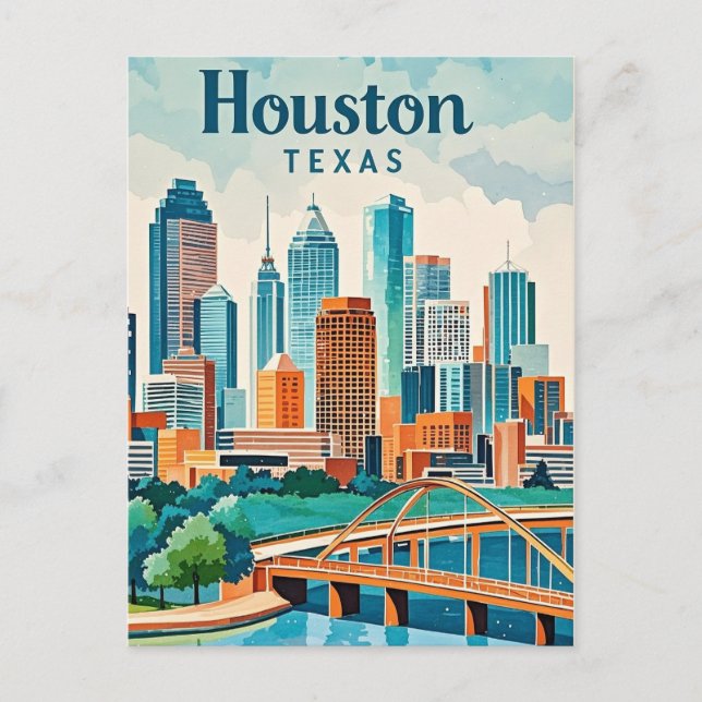 Houston Texas Postcard Vykort (Framsida)