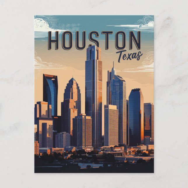 Houston Texas Postcard Vykort (Framsida)