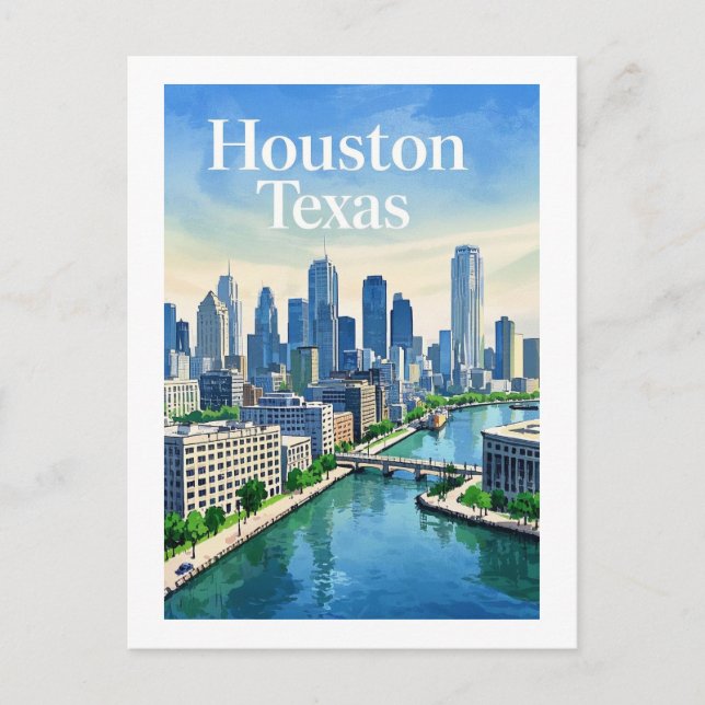 Houston Texas Postcard Vykort (Framsida)