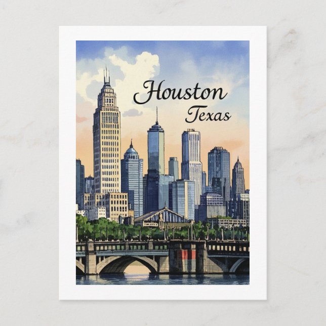 Houston Texas Postcard Vykort (Framsida)