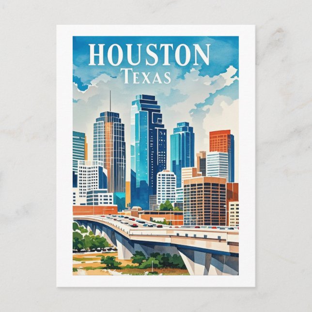 Houston Texas Postcard Vykort (Framsida)
