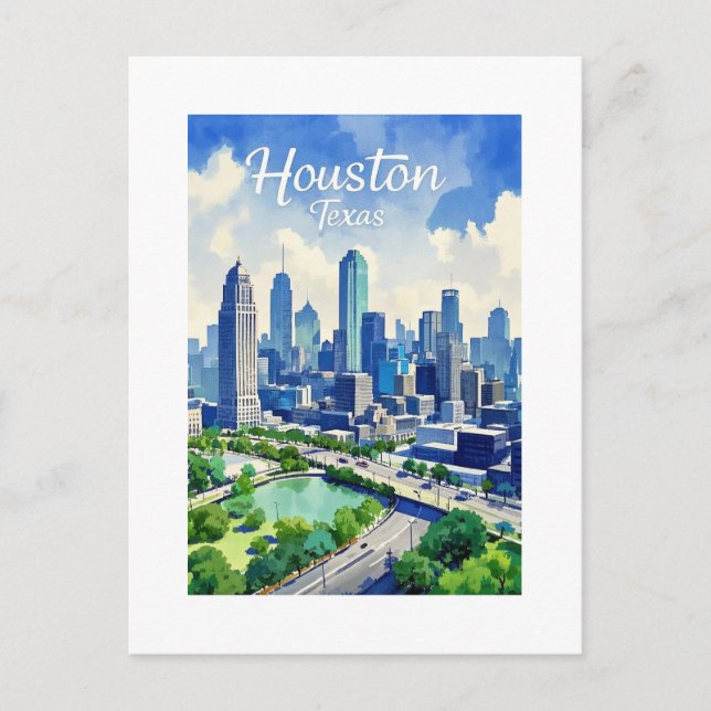 Houston Texas Postcard Vykort (Framsida)