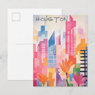 Houston Texas Resa Stad Konst Estetik Vykort