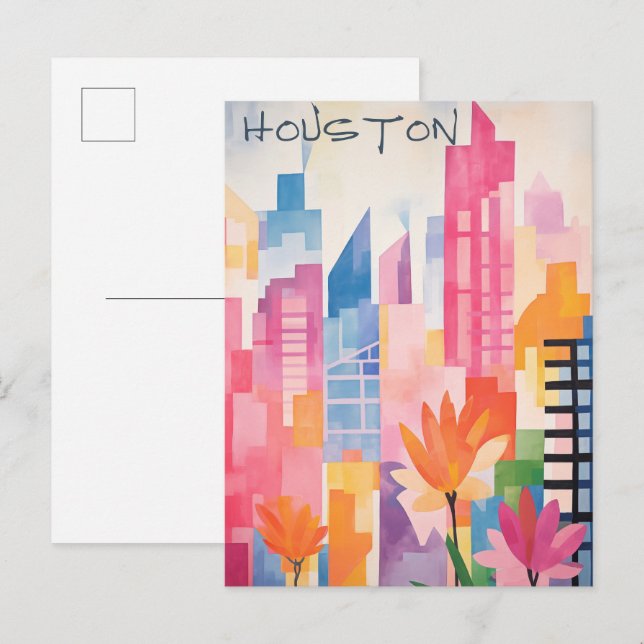 Houston Texas Resa Stad Konst Estetik Vykort (Fram/baksida)