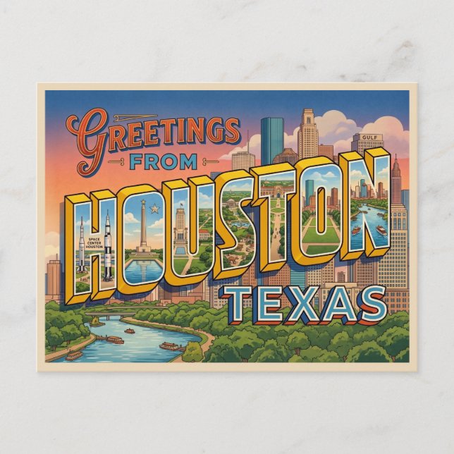 Houston Texas Resa Vykort (Framsida)