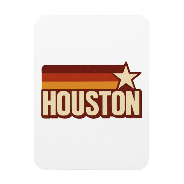 Houston Texas Retro Vintage Star Design Magnet (Vertikal)