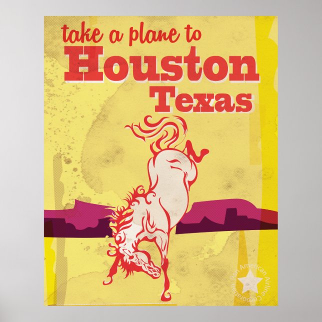 Houston, Texas Rodeo Vintage Resemål Poster. Poster (Framsidan)