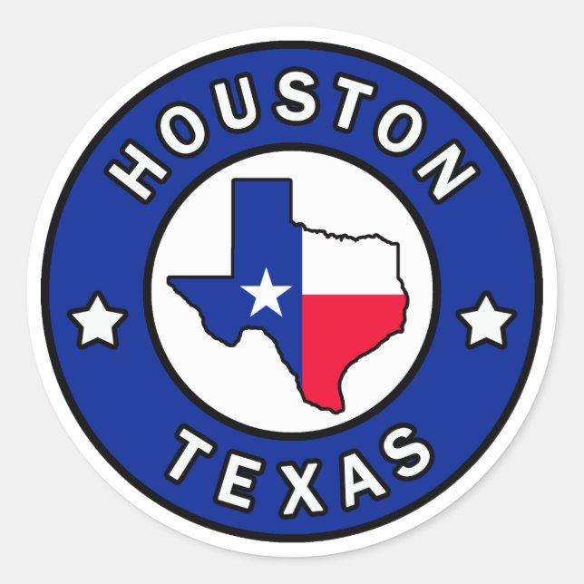 Houston Texas Runt Klistermärke (Framsida)