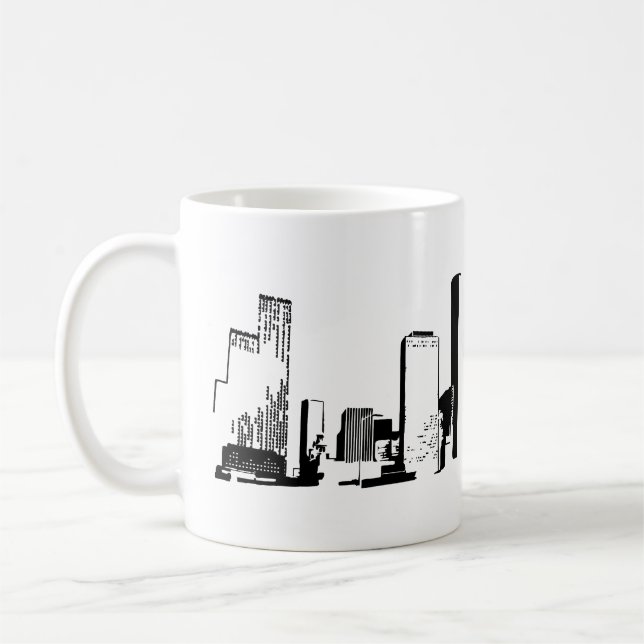 Houston, Texas Skyline, Black - Line Art Kaffemugg (Vänster)