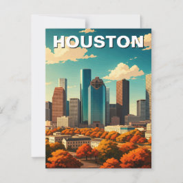 Houston Texas Skyline Cityscape fall Vykort
