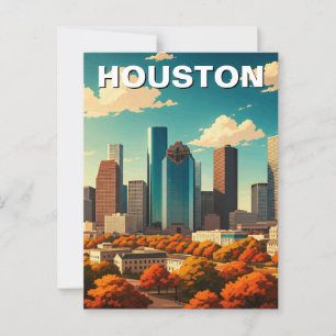 Houston Texas Skyline Cityscape fall Vykort