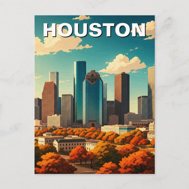 Houston Texas Skyline Cityscape fall Vykort (Framsida)
