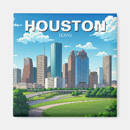 Houston Texas Skyline Cityscape vår Magnet
