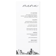 Houston Texas Skyline Modern Bröllop Dinner Menu