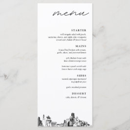 Houston Texas Skyline Modern Bröllop Dinner Menu Meny