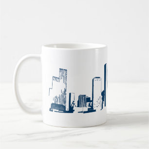 Houston, Texas Skyline, Navy - Line Art Kaffemugg