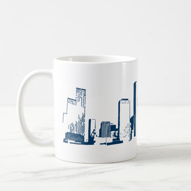 Houston, Texas Skyline, Navy - Line Art Kaffemugg (Vänster)