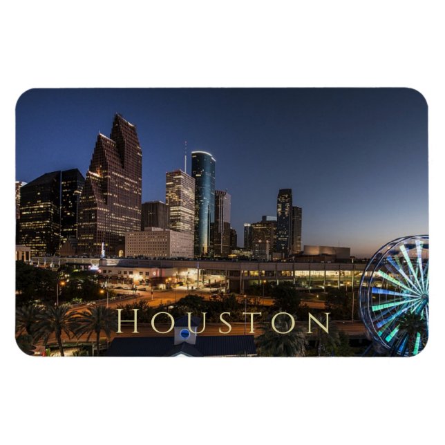 Houston, Texas Skyline, Night Ljus Magnet (Horisontell)