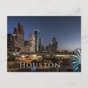 Houston, Texas Skyline, NIght Ljus Vykort