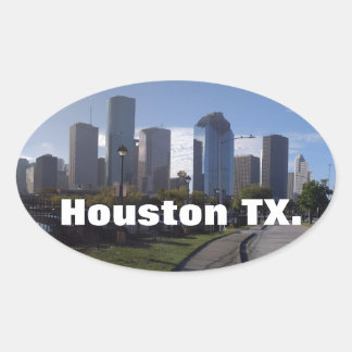 Houston Texas Skyline (Panoramic) Ovalt Klistermärke