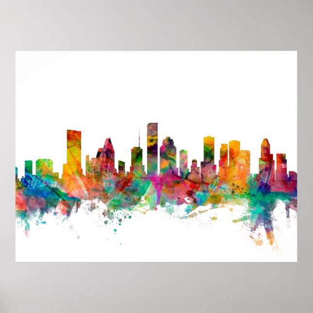 Houston Texas Skyline Poster (Framsidan)