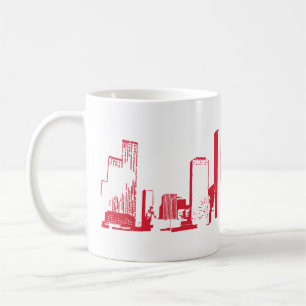 Houston, Texas Skyline, Red - Line Art Kaffemugg