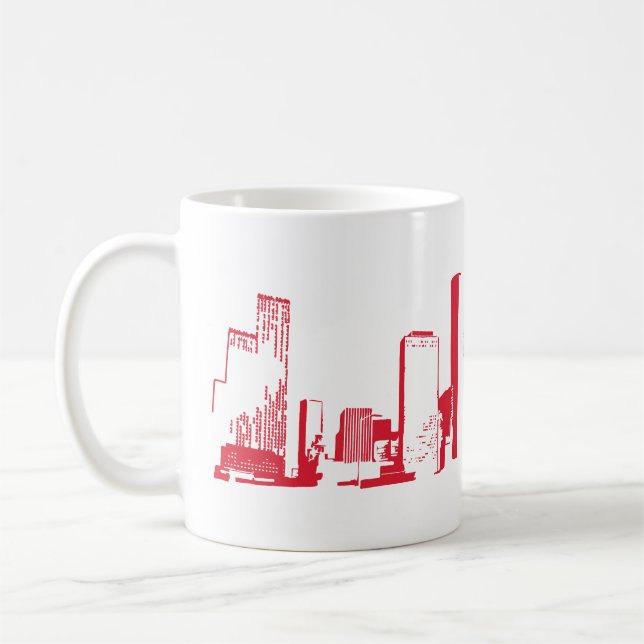 Houston, Texas Skyline, Red - Line Art Kaffemugg (Vänster)