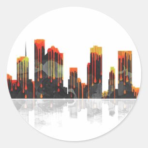 Houston Texas Skyline Runt Klistermärke