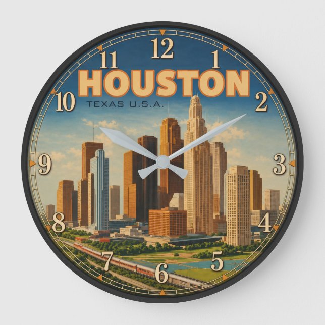 Houston Texas Skyline  Stor Klocka (Framsida)