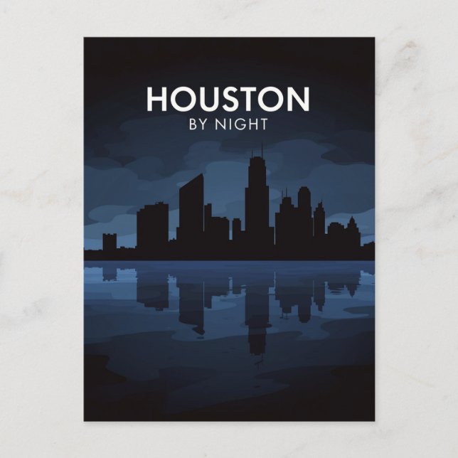 Houston Texas: Stadssiluett på natten Vykort (Framsida)