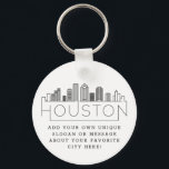 Houston, Texas Stylized Skyline | Anpassningsbar S Nyckelring<br><div class="desc">En unik nyckelring som representerar Houstons vackra stad Texas. Den här nyckelkedjan har en stiliserad illustration av stadens unika skylt med namn under. Under staden är namn en plats för din unika slogan eller påstående om din favoritstad.</div>