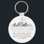 Houston, Texas Stylized Skyline | Anpassningsbar S Nyckelring<br><div class="desc">En unik nyckelring som representerar Houstons vackra stad Texas. Den här nyckelkedjan har en stiliserad illustration av stadens unika skylt med namn under. Under staden är namn en plats för din unika slogan eller påstående om din favoritstad.</div>