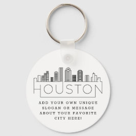 Houston, Texas Stylized Skyline | Anpassningsbar S Nyckelring