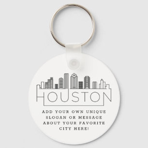 Houston, Texas Stylized Skyline Anpassningsbar Sl Nyckelring