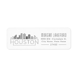 Houston, Texas Stylized Skyline   Returadress Etikett